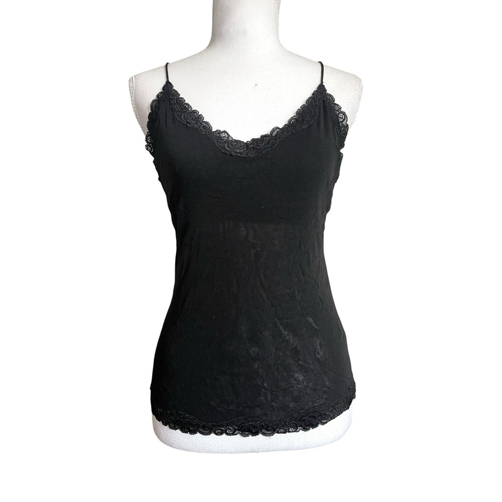 Y2K The Limited Black Lace Trim  Stretchy Nylon‎ Camisole Sz L Grunge Whimsigoth